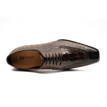 Load image into Gallery viewer, Brown Crocodile Derby Shoes Goodyear Norwegian 8014
