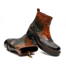 Load image into Gallery viewer, Brown Crocodile Leather Boots Goodyear Norwegian Welt 8013
