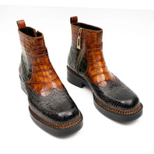 Load image into Gallery viewer, Brown Crocodile Leather Boots Goodyear Norwegian Welt 8013
