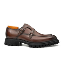 Load image into Gallery viewer, Brown Double Monk Strap Leather Shoes
