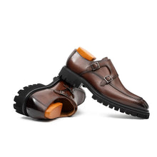 Load image into Gallery viewer, Brown Double Monk Strap Leather Shoes
