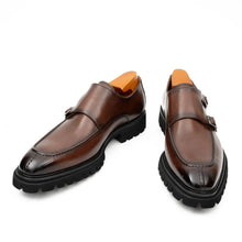 Load image into Gallery viewer, Brown Double Monk Strap Leather Shoes
