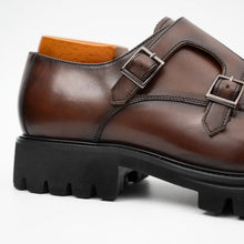 Load image into Gallery viewer, Brown Double Monk Strap Leather Shoes
