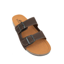 Load image into Gallery viewer, Brown Double - Strap Buckle Slide Sandals
