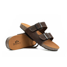 Load image into Gallery viewer, Brown Double - Strap Buckle Slide Sandals
