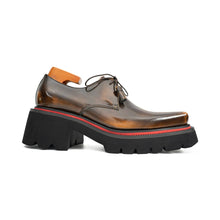 Load image into Gallery viewer, Brown Patent Leather Chunky Sole Derby Shoes
