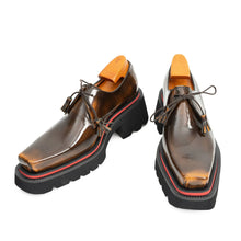 Load image into Gallery viewer, Brown Patent Leather Chunky Sole Derby Shoes
