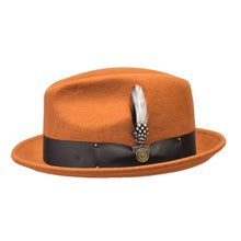 Load image into Gallery viewer, Bruno Capelo Blues Brothers Semi-Crushable Fedora Pinch Front Snap Brim 100% Australian Wool Dress Hat
