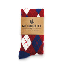 Load image into Gallery viewer, Burgundy and Navy Argyle Socks

