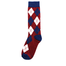 Load image into Gallery viewer, Burgundy and Navy Argyle Socks
