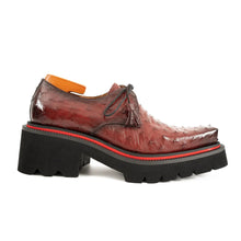 Load image into Gallery viewer, Burgundy Ostrich Derby Shoes with Tasse
