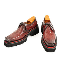 Load image into Gallery viewer, Burgundy Ostrich Derby Shoes with Tasse
