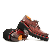 Load image into Gallery viewer, Burgundy Ostrich Derby Shoes with Tasse
