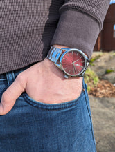 Load image into Gallery viewer, Burgundy Sunburst Watch
