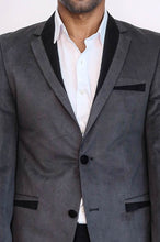 Load image into Gallery viewer, 2 Buttons Pocket Piping Velvet Grey Jacket
