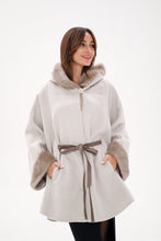Load image into Gallery viewer, Genuine Mink Fur Double Face Wool Hooded Poncho
