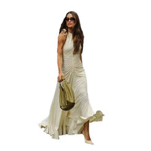 Load image into Gallery viewer, European &amp; Egyptian Sleeveless Round Neck Pleated Dress

