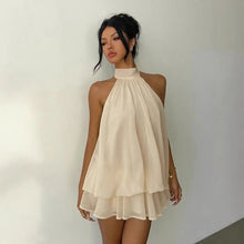 Load image into Gallery viewer, Women's Backless Halter Neck High-Waist Mini Dress with Puffy Skirt
