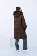 Load image into Gallery viewer, Lauren Genuine Fur Trim Down Fill Coat in Chocolate
