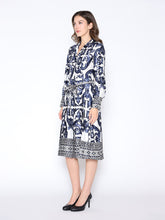 Load image into Gallery viewer, Floral Long Sleeve Lapel Collar Tie Belt Dress - Gracia D36953
