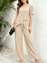 Load image into Gallery viewer, Women's Irregular Hem Top &amp; Wide Leg Pants Two-Piece Set

