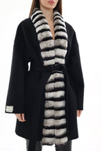 Load image into Gallery viewer, Genuine  French Orylag Fur Italian Cashmere Wool Coat 85cm
