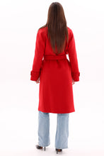 Load image into Gallery viewer, Karina Belted Wool Cashmere Blend Overcoat in Ruby
