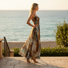 Load image into Gallery viewer, Floral Print Strap High Waist Flowy Maxi Dress – Sleeveless Beach Long Dress
