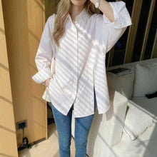 Load image into Gallery viewer, Women's Solid Color Drop Shoulder Button Side Slit Shirt
