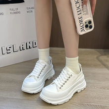 Load image into Gallery viewer, Lace-Up Round Toe Platform Sneakers – Canvas Chunky Sole
