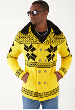 Load image into Gallery viewer, Lagos Red Exclusive Men&#39;s Yellow Patch Long Sweaters | Fur Collar LS84
