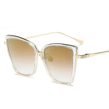 Load image into Gallery viewer, Big Cat Eye Sunglasses Women Black Mirror Sun Glasses
