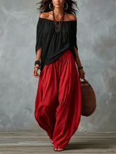 Load image into Gallery viewer, Women's One-Shoulder T-Shirt &amp; Wide-Leg Pants Two-Piece Set — Urban Casual Outfit
