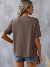 Load image into Gallery viewer, Women's Floral Embroidered Notched V-Neck T-Shirt – Short Sleeve Boho Lace Trim Top
