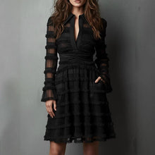 Load image into Gallery viewer, Sexy Sheer Fitted Dress with High Waist &amp; Puff Sleeves
