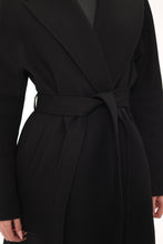 Load image into Gallery viewer, Cambridge Comfort Wraparound Wool Cashmere Coat in Black

