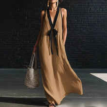 Load image into Gallery viewer, Women's V-Neck Strapless Sleeveless Maxi Dress | Resort-Style Elegant Long Dress
