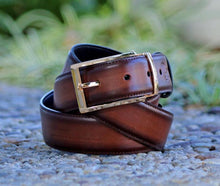 Load image into Gallery viewer, Burnished Calfskin Belt Brown
