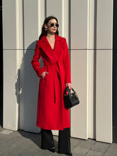 Load image into Gallery viewer, Astoria Classic Wraparound Wool Blend Overcoat in Red
