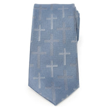 Load image into Gallery viewer, Blue Textured Cross Men's Tie
