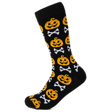 Load image into Gallery viewer, Bad To The Bone Pumpkin Black Men's Socks

