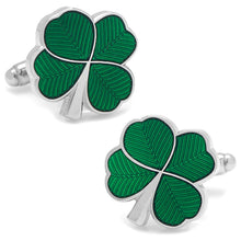 Load image into Gallery viewer, Green Clover Cufflinks and Tie Bar Gift Set
