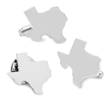 Load image into Gallery viewer, Silver Texas Cufflinks and Lapel Pin Gift Set
