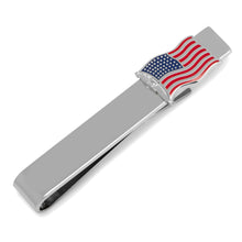 Load image into Gallery viewer, American Waving Flag Cufflinks and Tie Bar Gift Set
