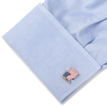 Load image into Gallery viewer, American Waving Flag Cufflinks and Tie Bar Gift Set
