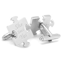 Load image into Gallery viewer, Wedding Puzzle Pieces Cufflinks Pair
