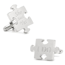 Load image into Gallery viewer, Wedding Puzzle Pieces Cufflinks Pair

