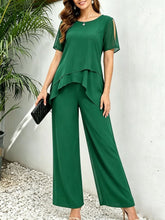 Load image into Gallery viewer, Women's Irregular Hem Top &amp; Wide Leg Pants Two-Piece Set
