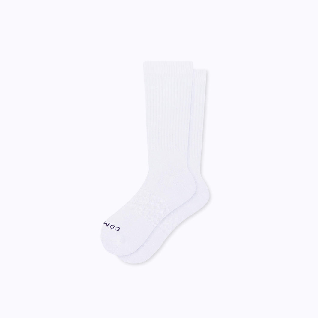 Combed Cotton Crew Socks - White