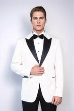 Load image into Gallery viewer, Patterned Shiny White Men Wedding Tuxedo Jacket - Wessi
